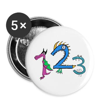 In the first class with the cool monster numbers! - Buttons large 2.2''/56 mm (5-pack) - white - Front