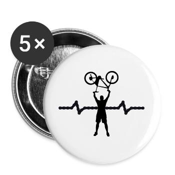 Powerlifting illustration for sports fans - Buttons large 2.2''/56 mm (5-pack) - white - Front