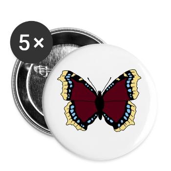 Butterfly - mourning cloak - Buttons large 2.2''/56 mm (5-pack) - white - Front