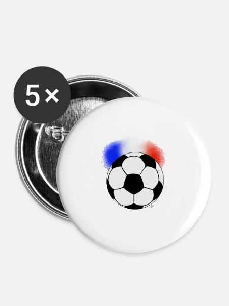 Frankreich Fußball - Buttons groß 56 mm (5er Pack) - Weiß