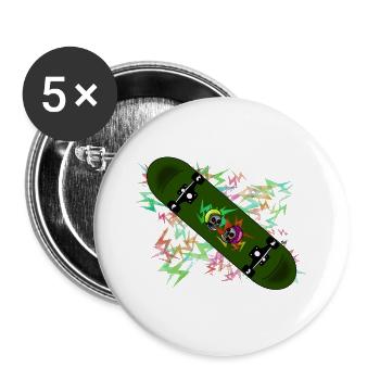 Skate fun race - Lot de 5 grands badges (56 mm) - blanc - Devant