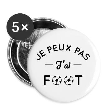Je peux pas j'ai foot - Lot de 5 grands badges (56 mm) - blanc - Devant