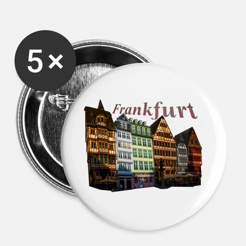 Frankfurt , Stadt - Buttons groß 56 mm (5er Pack) - Weiß