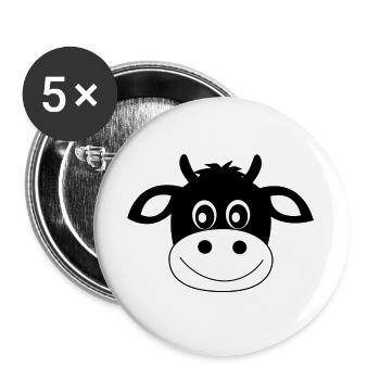 Kuh Kühe Rind Rinder cow Tiere Landwirt Bauern - Buttons groß 56 mm (5er Pack) - Weiß - Vorne