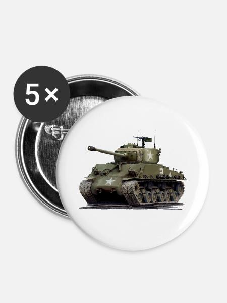 Sherman M4 - Buttons groß 56 mm (5er Pack) - Weiß