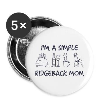 Ridgeback Frauchen liebt Wein Kaffee Ridgeback Mom - Buttons groß 56 mm (5er Pack) - Weiß - Vorne