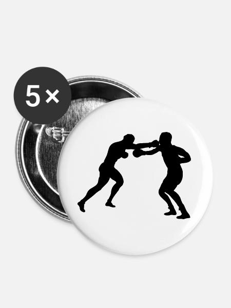 Boxkampf - Buttons groß 56 mm (5er Pack) - Weiß