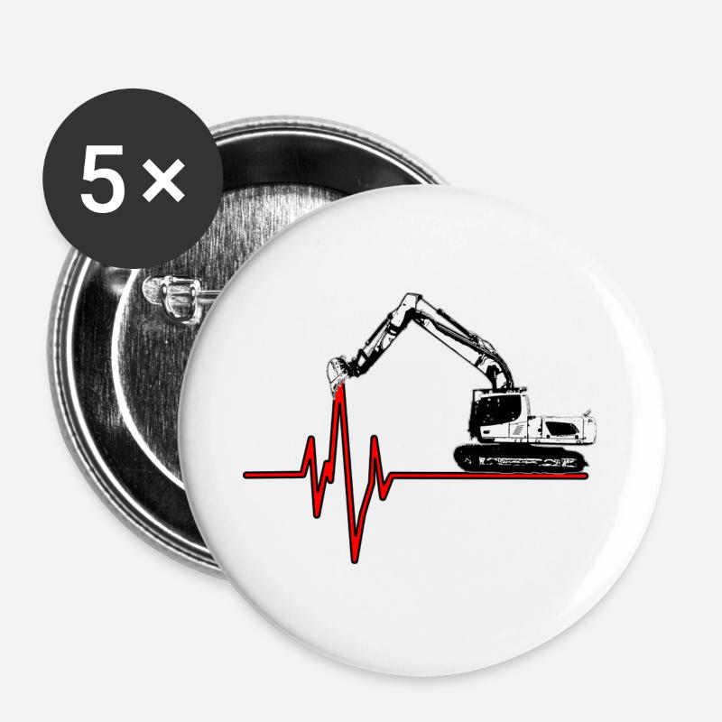 Bagger Puls neu - Buttons groß 56 mm (5er Pack) - Weiß