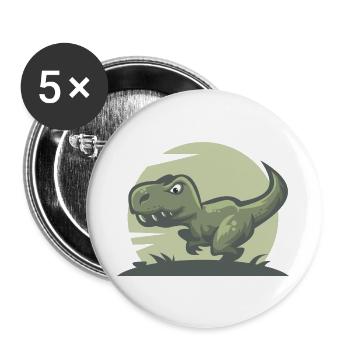 Dinosaure T-Rex - Lot de 5 grands badges (56 mm) - blanc - Devant