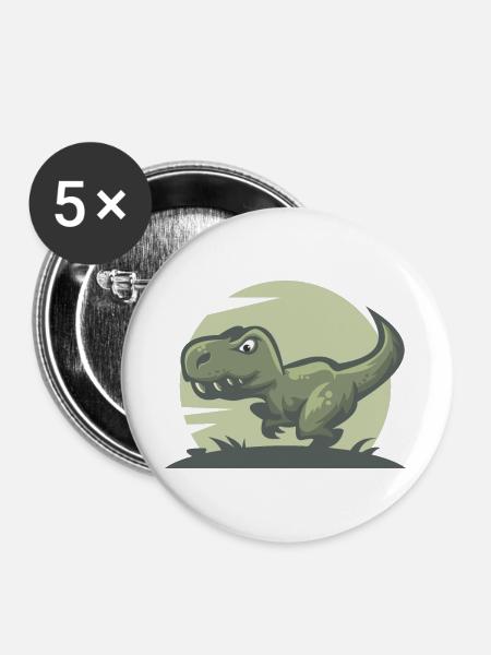 Dinosaurier T-Rex - Buttons groß 56 mm (5er Pack) - Weiß