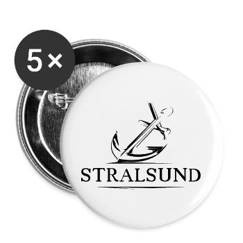 stralsund anker symbol anchor illustration logo - Buttons groß 56 mm (5er Pack) - Weiß - Vorne