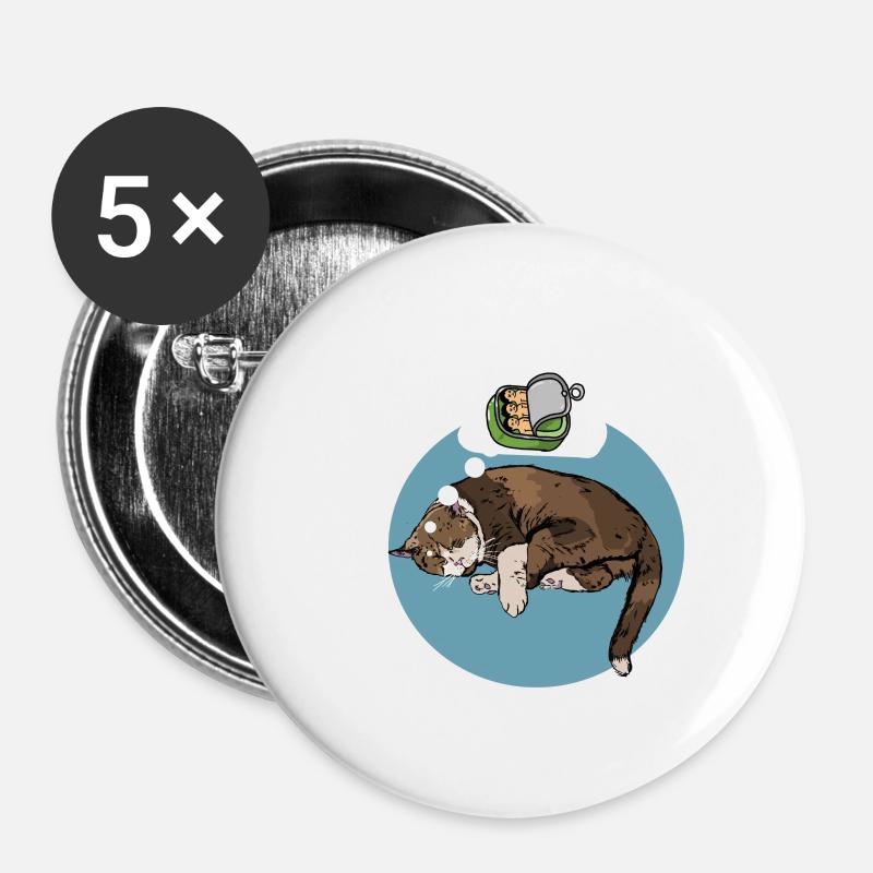 Cat's dream - Buttons large 2.2''/56 mm (5-pack) - white