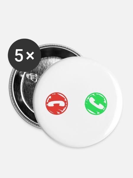 Anruf Symbol Lustig - Buttons groß 56 mm (5er Pack) - Weiß