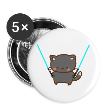 Chat mignon avec sabre laser bleu - Lot de 5 grands badges (56 mm) - blanc - Devant