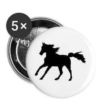 Pferd Vollblutaraber Galopp, edler Asil Araber - Buttons groß 56 mm (5er Pack) - Weiß - Vorne