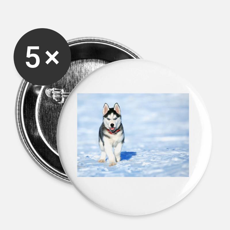 Husky puppy in the snow - Buttons large 2.2''/56 mm (5-pack) - white