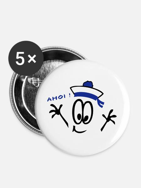 Matrose, ahoi, Comic - Buttons groß 56 mm (5er Pack) - Weiß