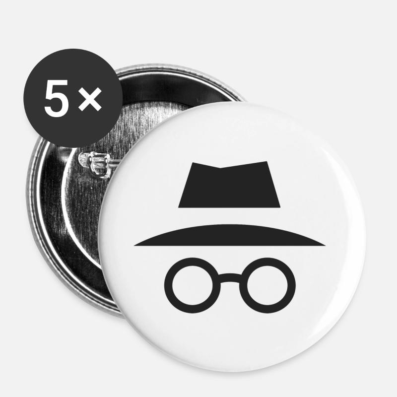 Inkognito-Modus. - Buttons groß 56 mm (5er Pack) - Weiß