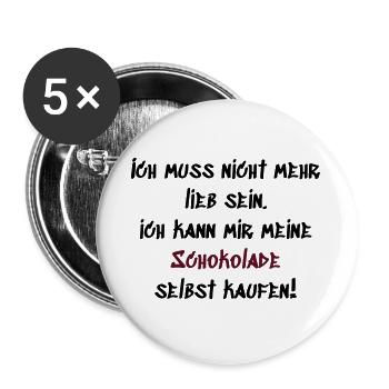 Ich muss nicht mehr lieb sein - Buttons groß 56 mm (5er Pack) - Weiß - Vorne