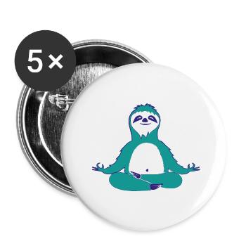 Faultier, yoga, schneidersitz,grün,entspannung - Buttons groß 56 mm (5er Pack) - Weiß - Vorne