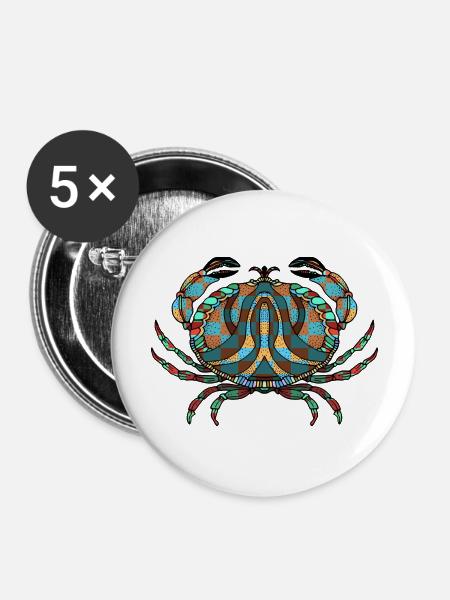 Krabbe - Buttons groß 56 mm (5er Pack) - Weiß