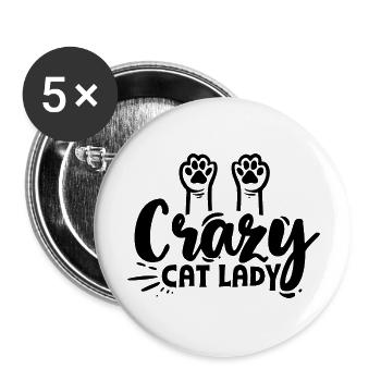 Cat Lover - Buttons large 2.2''/56 mm (5-pack) - white - Front