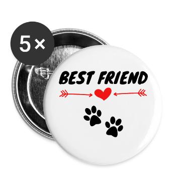 Dog Best Friend Dog paw Heart Gift Idea - Buttons large 2.2''/56 mm (5-pack) - white - Front