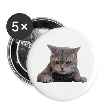 Süße, grimmige Katze - Gesicht (Geschenk) - Buttons groß 56 mm (5er Pack) - Weiß - Vorne