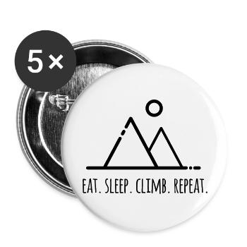 Eat.Sleep.Climb.Repeat - für Kletterer - Buttons groß 56 mm (5er Pack) - Weiß - Vorne