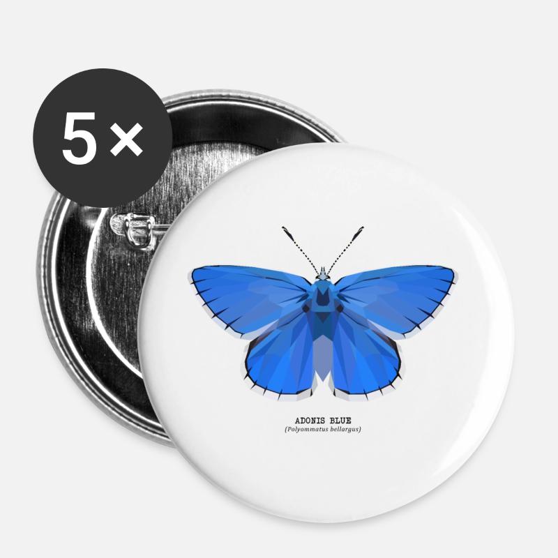 Adonis Blue - Buttons large 2.2''/56 mm (5-pack) - white