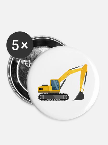 Bagger - Buttons groß 56 mm (5er Pack) - Weiß