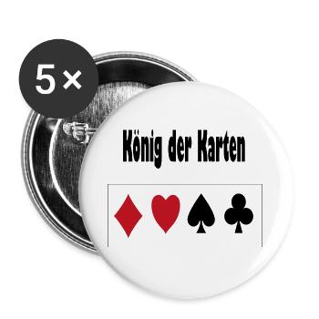 König der Karten - Buttons groß 56 mm (5er Pack) - Weiß - Vorne