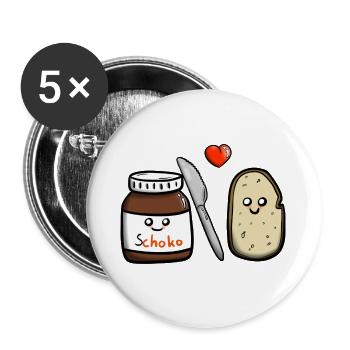 Schoko-Liebe - Buttons groß 56 mm (5er Pack) - Weiß - Vorne