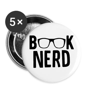 Livre Nerd - Lot de 5 grands badges (56 mm) - blanc - Devant