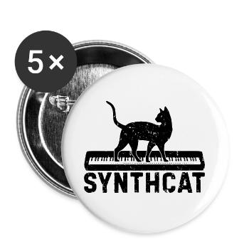 Synthcat Synthesizer Keyboard De Musique Cadeau - Lot de 5 grands badges (56 mm) - blanc - Devant
