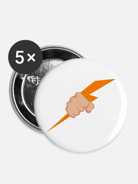 Hand Lightning - Buttons groß 56 mm (5er Pack) - Weiß
