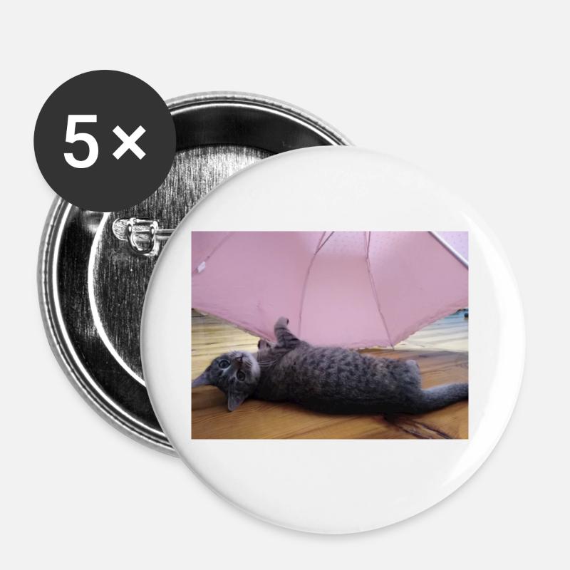 katzen, kätzchen, - Buttons groß 56 mm (5er Pack) - Weiß