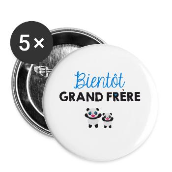 bientôt grand frère - Lot de 5 grands badges (56 mm) - blanc - Devant