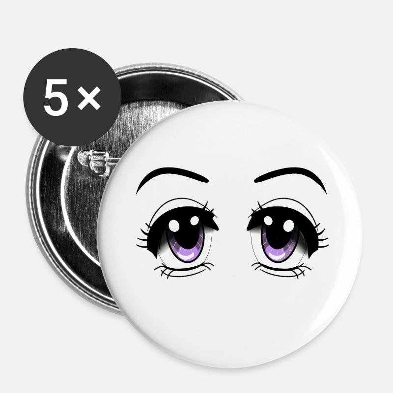 Manga eyes - Buttons large 2.2''/56 mm (5-pack) - white
