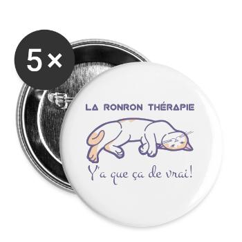 La ronron thérapie, c'est top - Lot de 5 grands badges (56 mm) - blanc - Devant