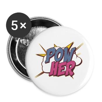 Powher Feminismus Feministin - Buttons groß 56 mm (5er Pack) - Weiß - Vorne