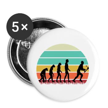 Die Evolution von Hurling - Buttons groß 56 mm (5er Pack) - Weiß - Vorne