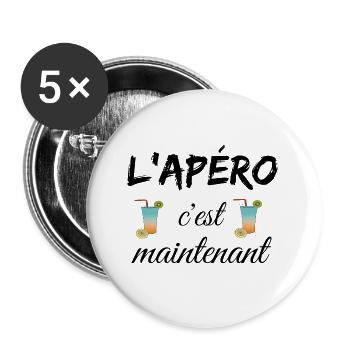 L'apéro c'est maintenant - Lot de 5 grands badges (56 mm) - blanc - Devant