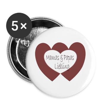 Mamas und Papas Liebling - Buttons groß 56 mm (5er Pack) - Weiß - Vorne