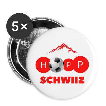 Hopp Schwiiz Fussball Alpen - Buttons groß 56 mm (5er Pack) - Weiß - Vorne