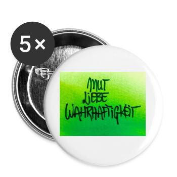 MUT, LIEBE, WAHRHEIT - Buttons groß 56 mm (5er Pack) - Weiß - Vorne