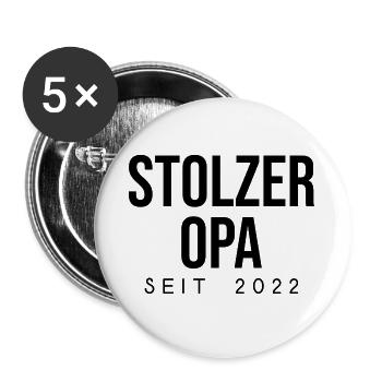 Stolzer Opa seit 2022 Großvater Spruch Schrift - Buttons groß 56 mm (5er Pack) - Weiß - Vorne