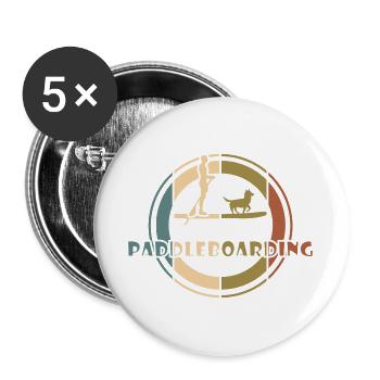 SUP hund lustiges outfit für SUP mit Hund - Buttons groß 56 mm (5er Pack) - Weiß - Vorne