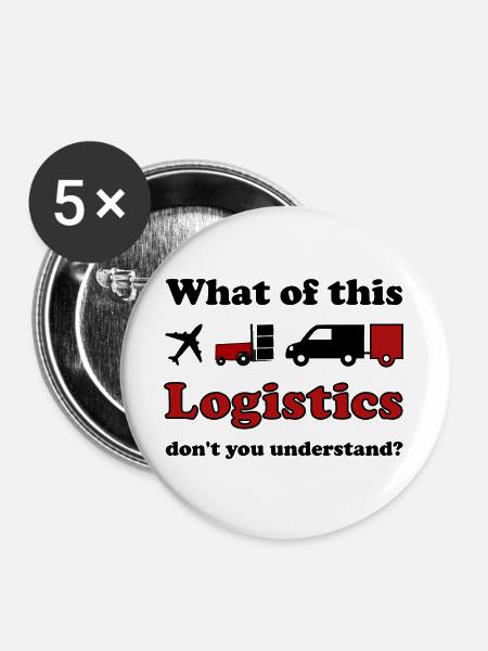 Logistik und Transport - Buttons groß 56 mm (5er Pack) - Weiß