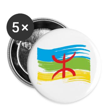 Amazigh flag (Amazigh inside) - Buttons large 2.2''/56 mm (5-pack) - white - Front